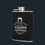 Groomsman Tuxedo Tie Black Hip Flask<br><div class="desc">Wedding Groomsman Tuxedo Tie Black Flask</div>