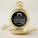 Groomsman Tuxedo Tie Gold and Black Pocket Watch<br><div class="desc">Wedding Groomsman Tuxedo Tie Gold and Black Pocket Watch</div>