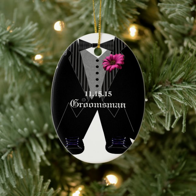 Groomsman Tuxedo Wedding Holiday Ornament (Tree)