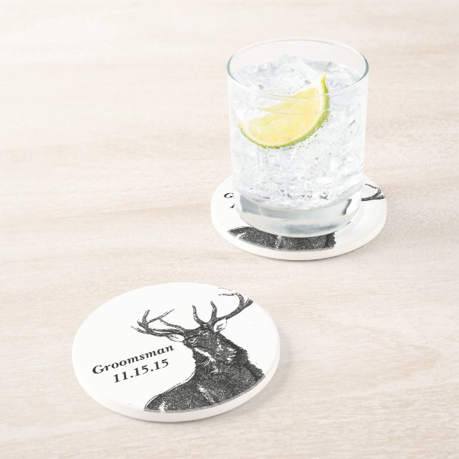 Groomsman Vintage Buck Coasters (Side)