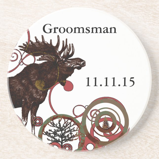 Groomsman Vintage Moose Coasters (Front)