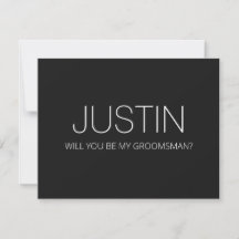 Groomsman Wedding Modern Black/White Proposal Card