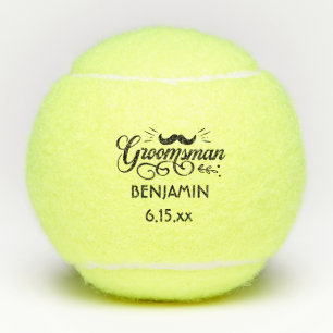 Groomsman Wedding Moustache Name Date Tennis Balls