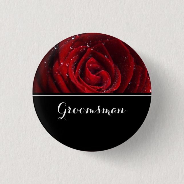 Groomsman Wedding Red Roses 3 Cm Round Badge (Front)