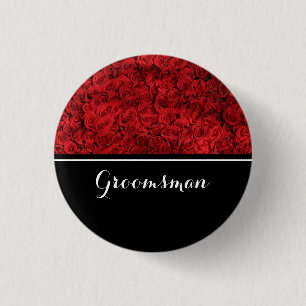 Groomsman Wedding Red Roses 3 Cm Round Badge