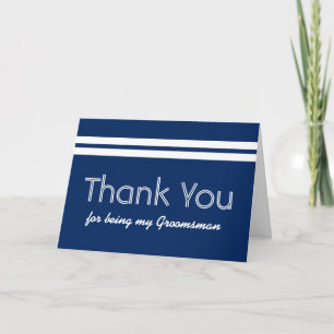 GROOMSMAN White Stripes Wedding THANK YOU Card