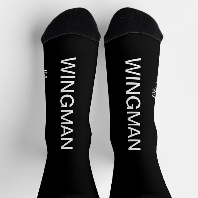 Groomsman Wingman Gift Black  Socks (Top)