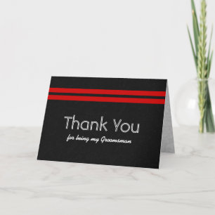GROOMSMEN Bold Red Stripe Wedding THANK YOU R321 Card