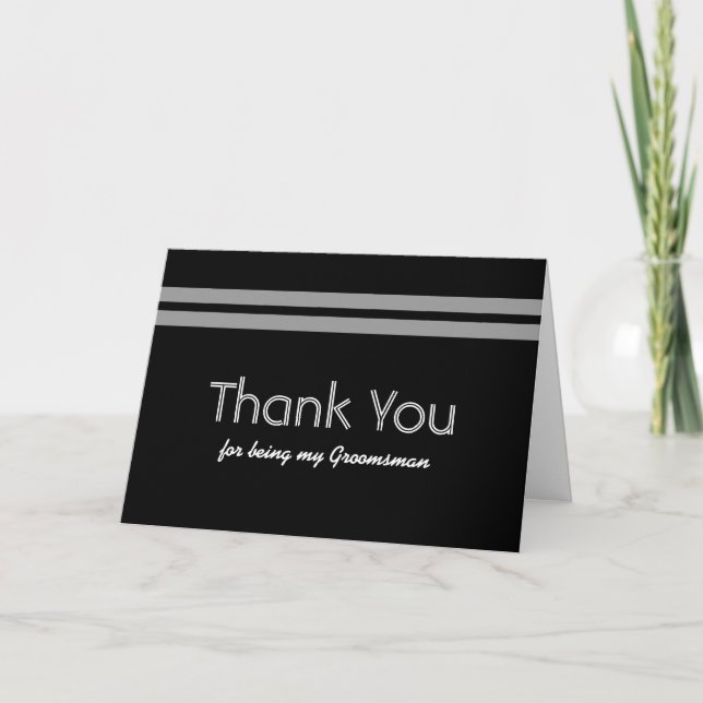 GROOMSMEN Bold Stripe Wedding THANK YOU Card (Front)
