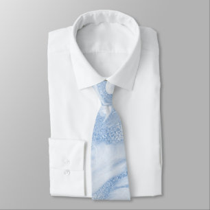 Groomsmen Clear Water Blue Marbled Wedding Tie