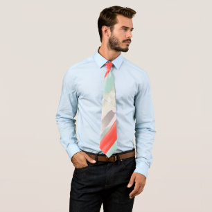 Groomsmen Colour Block Coral+Mint Tie