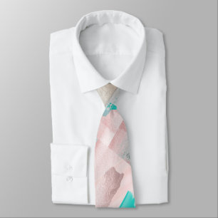 Groomsmen Colour Block Rose Gold Blush Aqua Tie