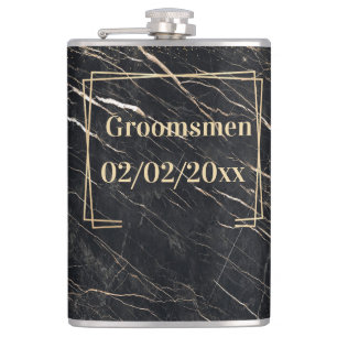 Groomsmen Elegant: Golden Marble Hip Flask