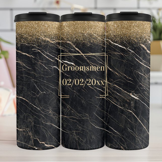 Groomsmen Elegant: Golden Marble Thermal Tumbler (Creator Uploaded)