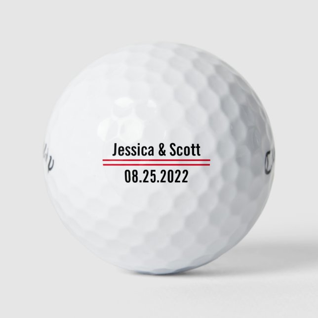 Groomsmen Gift Custom Text Red Lines Golf Balls (Front)