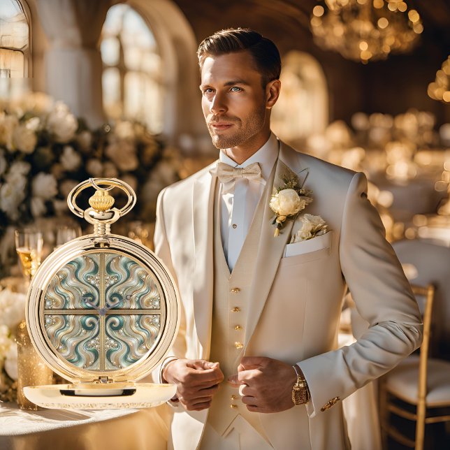 Groomsmen Gift Gold Pocket Watch Pearl Coast Elega (Creator Uploaded)