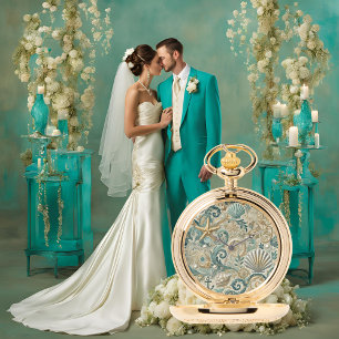 Groomsmen Gift Gold Pocket Watch Pearl Coast Elega