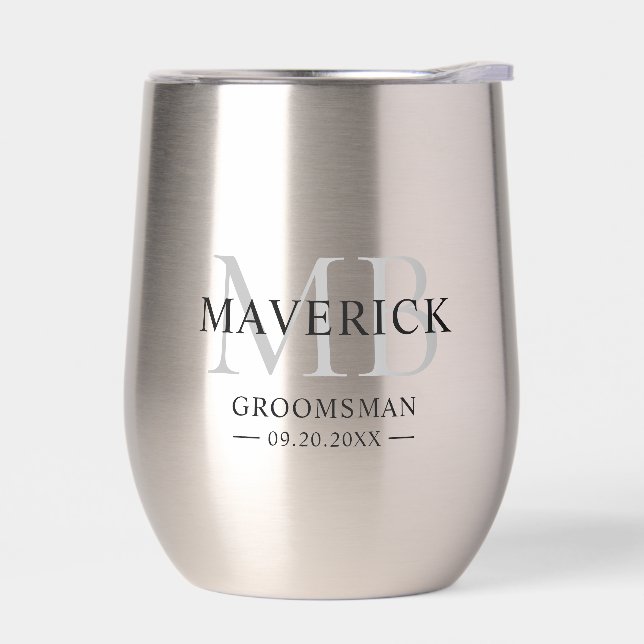 Groomsmen Gift Modern Trendy Monogram Initials (Left)