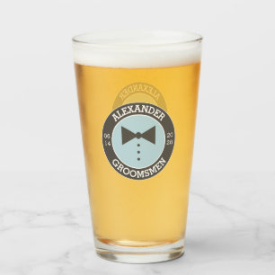 Groomsmen Gift   Name Bow Tie Wedding Beer Glass