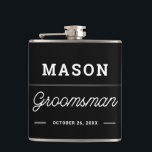 Groomsmen Gift Personalised Flask<br><div class="desc">Gift your groomsmen a gift they will love! Easily edit the name and colour of this classy flask.</div>