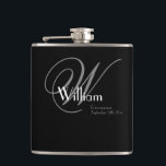 Groomsmen Gifts Elegant Chic Monogram Name Classic Hip Flask<br><div class="desc">Groomsman Groomsmen Gifts Elegant Chic Monogram And Personalised Name Cool Classic Black Hip Flask. Add that extra special touch with a monogrammed initial, name, and date, especially for your groomsman gift. Click personalise this template to customise it with the Groomsman's monogram last name initial, first name, and date quickly and...</div>