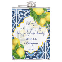 Groomsmen gifts favours blue tiles lemon Amalfi 