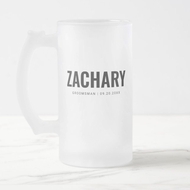Groomsmen Gifts Masculine Wedding Party Best Man Frosted Glass Beer Mug (Left)