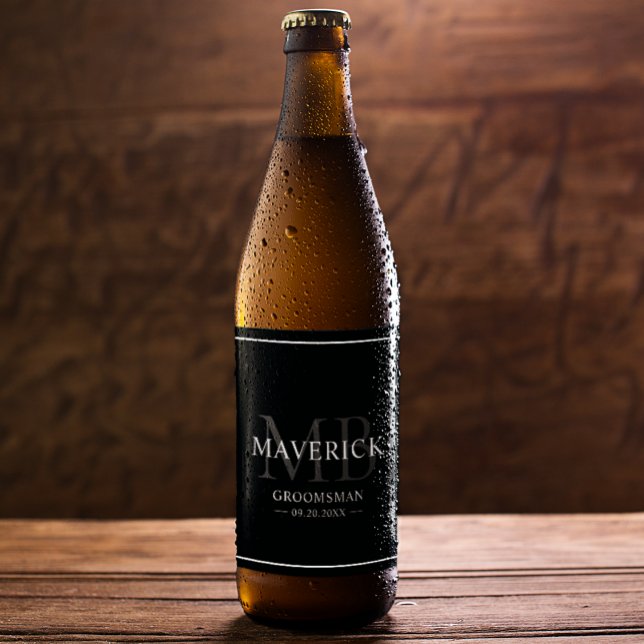 Groomsmen Gifts - Monogram Wedding Favours Best Ma Beer Bottle Label (Creator Uploaded)