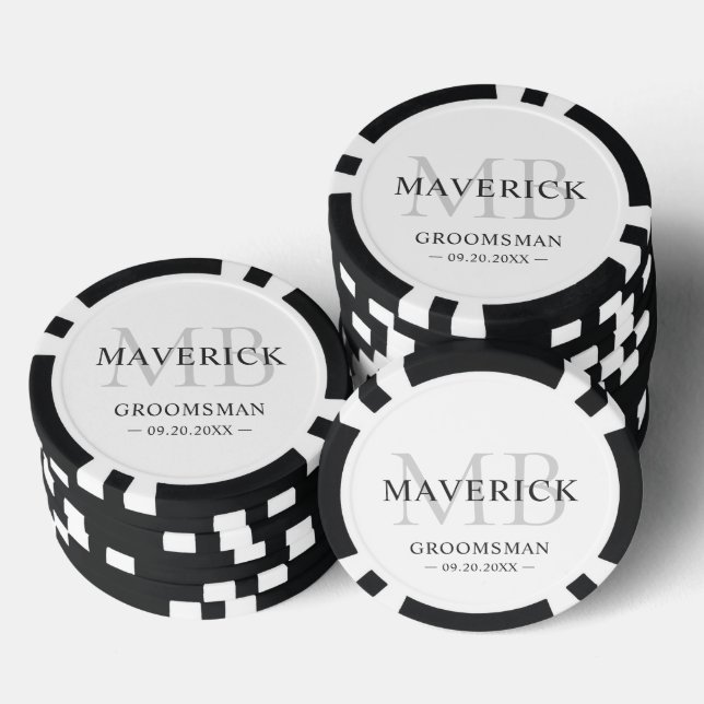 Groomsmen Gifts - Monogram Wedding Favours Best Ma Poker Chips (Stack)