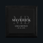 Groomsmen Gifts Monogram Wedding Favours Best Man Gift Box<br><div class="desc">This stylish monogrammed groomsman gift box features the groomsmen names, initials, title and date written in a trendy, grey minimalist typography. Simply add the names of the groomsmen, their initials, title and date in the personalise section to create your own wedding favours. Although shown here as a groomsman gift box,...</div>