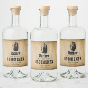 Groomsmen Gifts - Rustic Wedding Favours Western Liquor Bottle Label