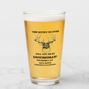 Groomsmen gifts THE HUNT IS OVER groomsmen pilsner Glass