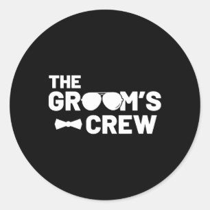 Groomsmen Groom Squat Men Bachelor Supplies Party Classic Round Sticker