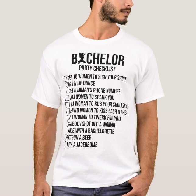 Groomsmen Groom Squat Men Bachelor Supplies Party T-Shirt (Front)