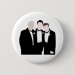 Groomsmen in Black Tie Pose for a Picture 6 Cm Round Badge