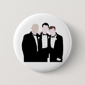 Groomsmen in Black Tie Pose for a Picture 6 Cm Round Badge