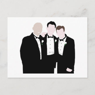 Groomsmen in Black Tie Pose for a Picture Postcard