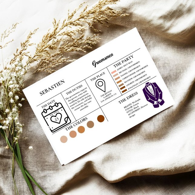 Groomsmen  info card bridal proposal Card (Creator Uploaded)