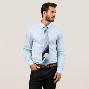 Groomsmen Modern Colour Block Dusty Navy Silver    Tie