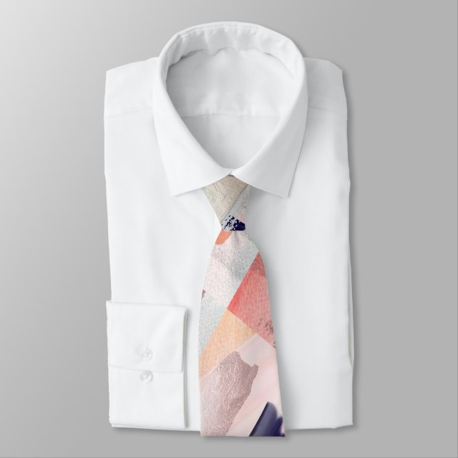 Groomsmen Modern Colour Block Rose Gold, Navy Cora Tie (Tied)