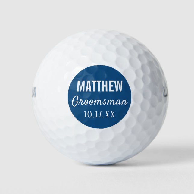 Groomsmen Modern Typography Wedding Favour Golf Balls (Front)