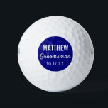 Groomsmen Modern Typography Wedding Favour Golf Balls<br><div class="desc">For the groom who loves to golf!  These golf balls are the perfect favour or gift for the golfer groomsmen in your wedding,  either for your bachelor party or for your wedding day.  Personalise each golf ball with the name of each groomsman and date of your choice.</div>