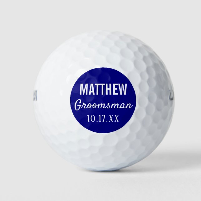Groomsmen Modern Typography Wedding Favour Golf Balls (Front)