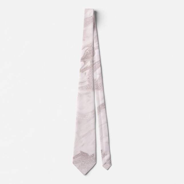 Groomsmen Muted Rose Marbled Wedding Neck Tie (Front)