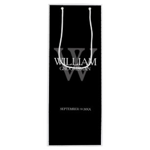 Groomsmen Personalised Name Elegant Cool Wine Gift Bag