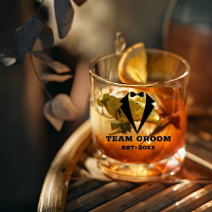 Groomsmen Proposal Glass, Team Groom Personalised  Whiskey Glass