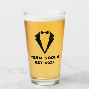 Groomsmen Proposal Glass, Team Groom Personalized  Glass