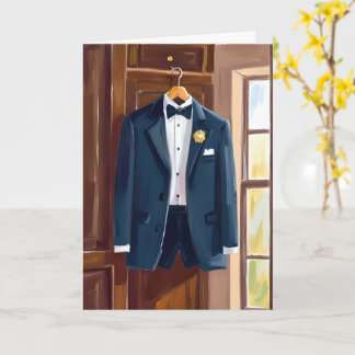 Groomsmen’s Tuxedo Wedding Bachelor Painted Card