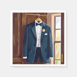 Groomsmen’s Tuxedo   Wedding Bachelor Watercolor Napkin