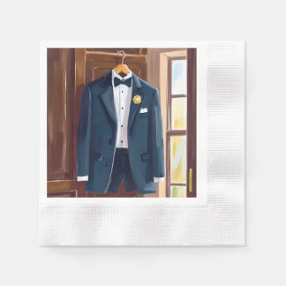 Groomsmen’s Tuxedo | Wedding Bachelor Watercolor Napkin